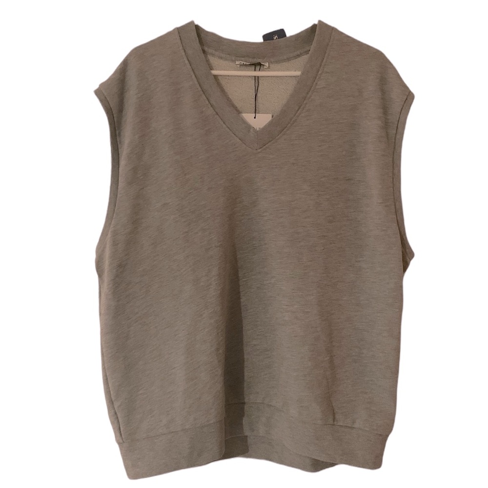 ZARA Men’s V-Neck Vest Gray Size Large Sleeveless Lightweight NWT